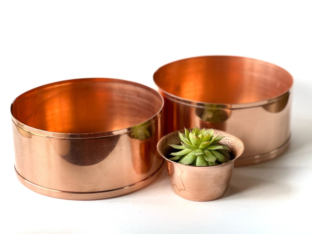 Hand made copper planters and plant pot