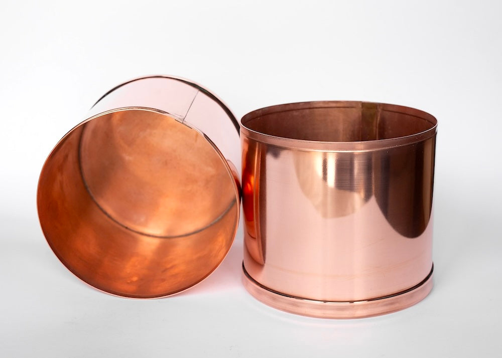 2 Copper and Green 1.5 Litre Pots