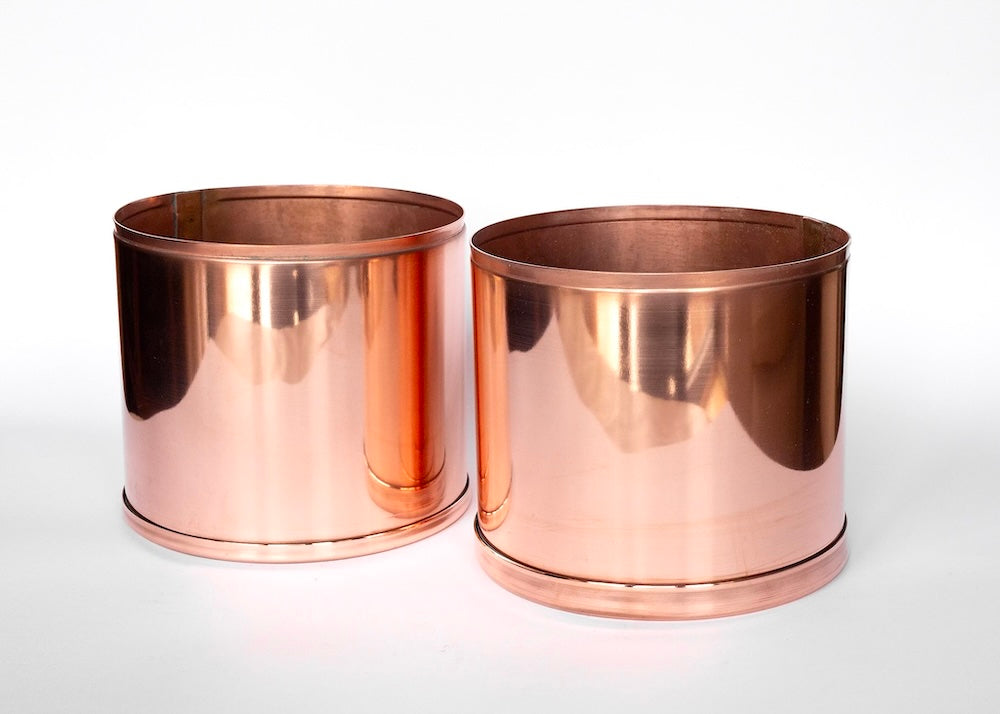 2 Copper and Green 1.5 Litre Pots