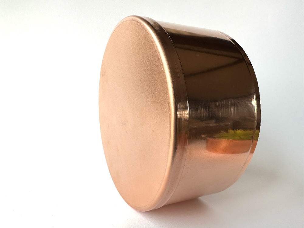 Hand made copper planter side view