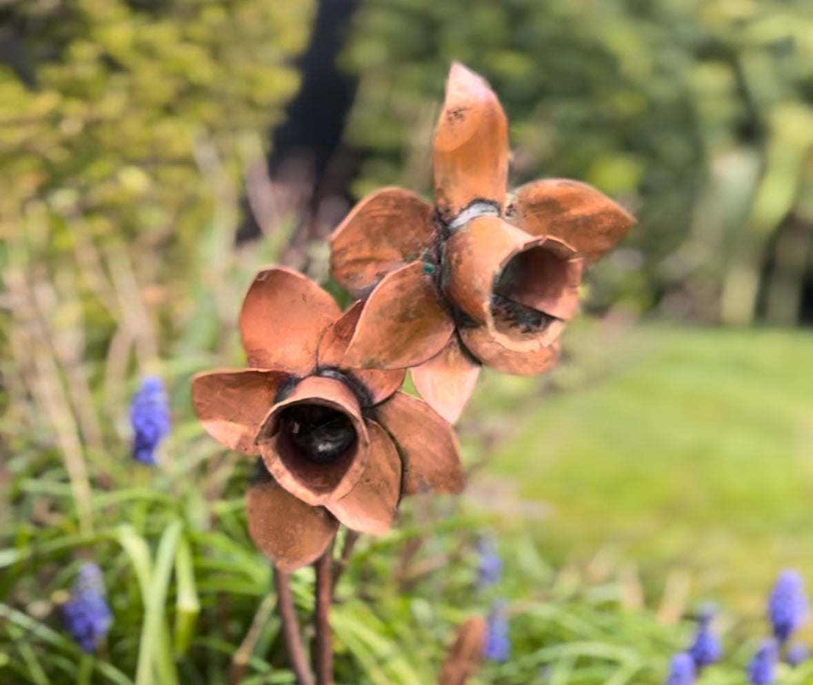 Hand Made Copper Daffodils - Pair