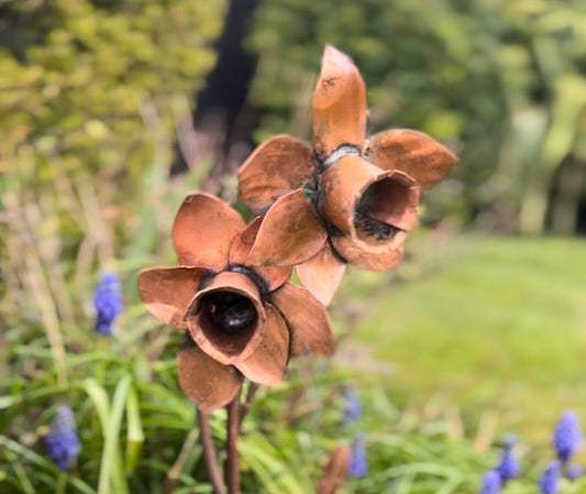 Hand Made Copper Daffodils - Pair