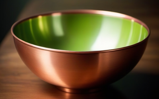 Copper Planter with Lime Green Interior