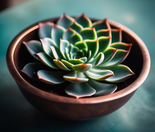 Small Copper Plant Pot on Green Background