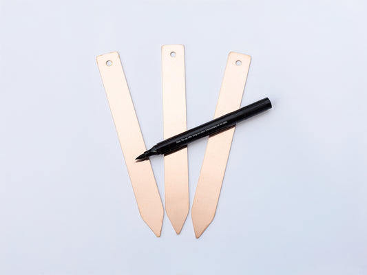 3 Copper Plant Labels with Pen