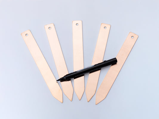 5 Copper Plant Labels with Pen