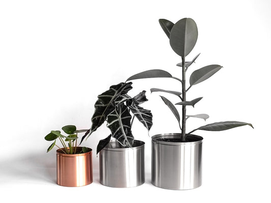 Copper and Green copper plant pots small to large