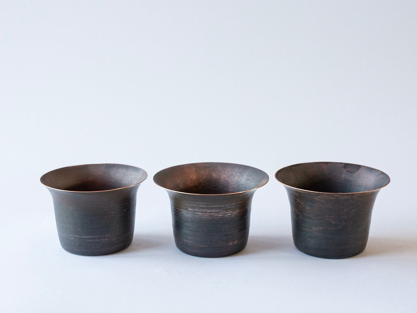 3 x Blackened Copper Pots