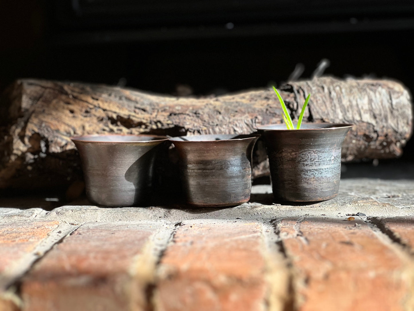 3 x Blackened Copper Pots