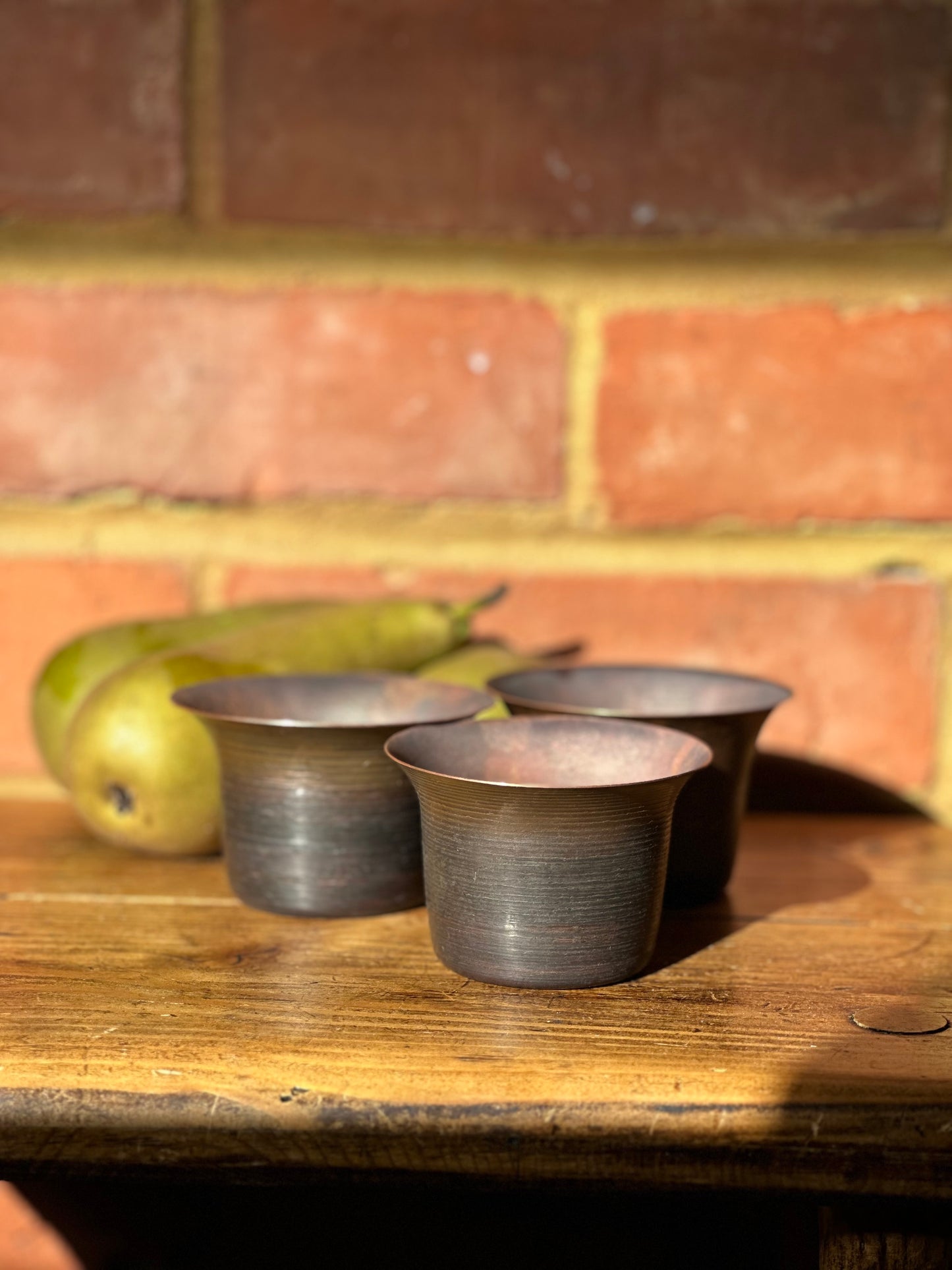 3 x Blackened Copper Pots